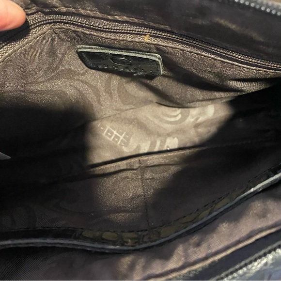 CORNELL Black Croc Embossed Shoulder Bag Purse Handbag Faux Leather - Picture 14 of 14